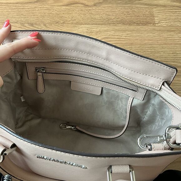 Michael Kors Selma Medium Satchel Crossbody Dark Dune Saffiano Leather - Picture 10 of 13